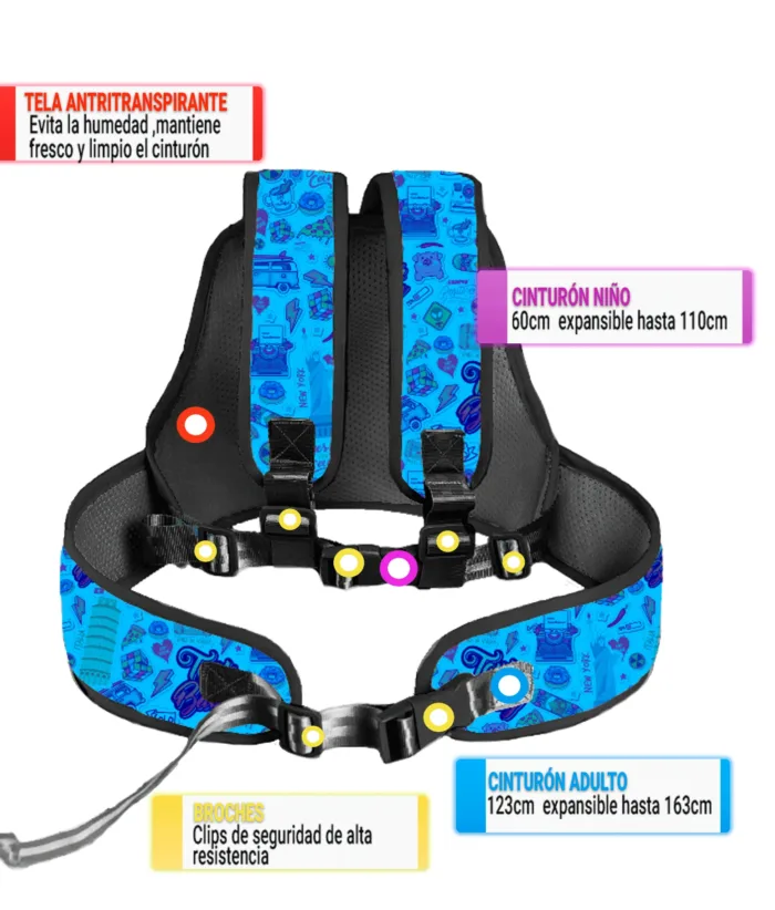 Cinturón de seguridad Moto Para Niños - Azul - Imagen 4