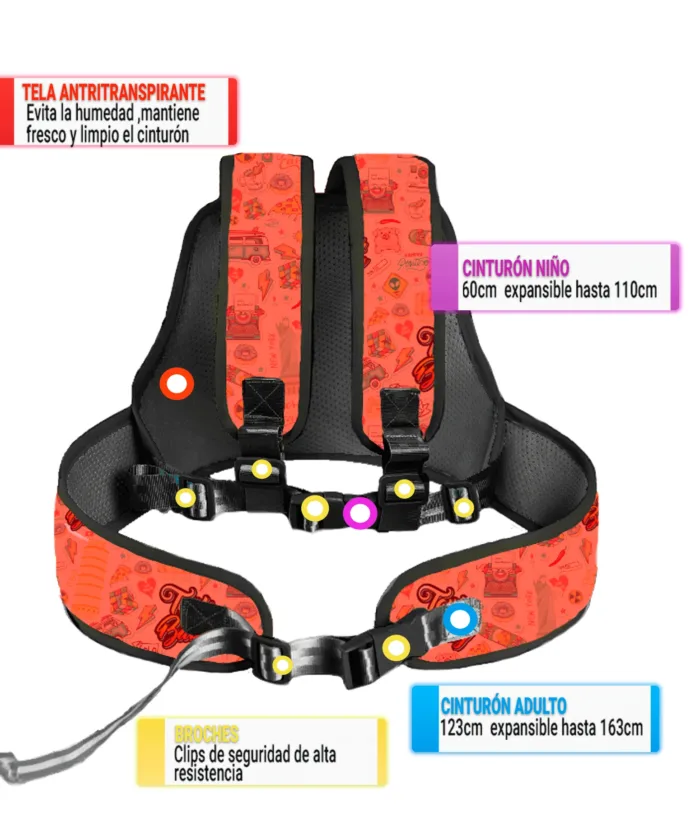 Cinturón de seguridad Moto Para Niños -Rojo - Imagen 4